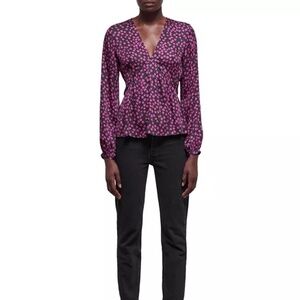 NWT The Kooples Daisy Dots Silk Blend Blouse | Size French 3/U.S 6/8